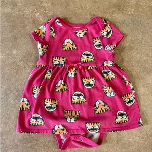 Cat & Jack Pink Baby Short Sleeve Dress with Cat Design Size 18M